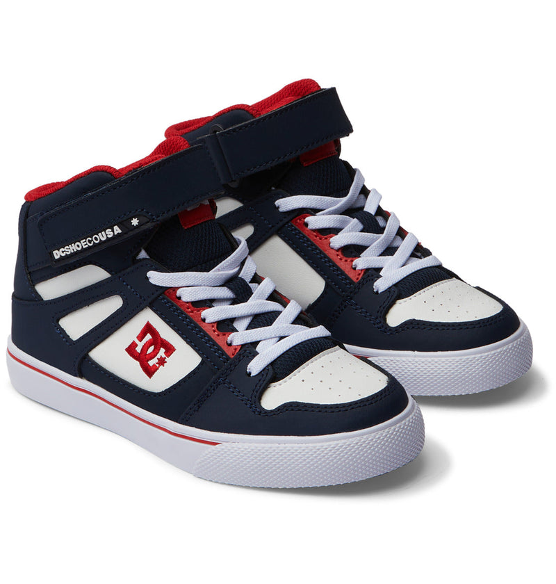 Kids' Pure High Elastic Lace High-Top Shoes - Dc Navy/Ath Red