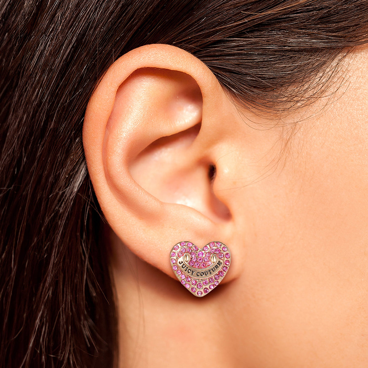 Heart Stud Earrings with Crystal Accents - Juicy Couture