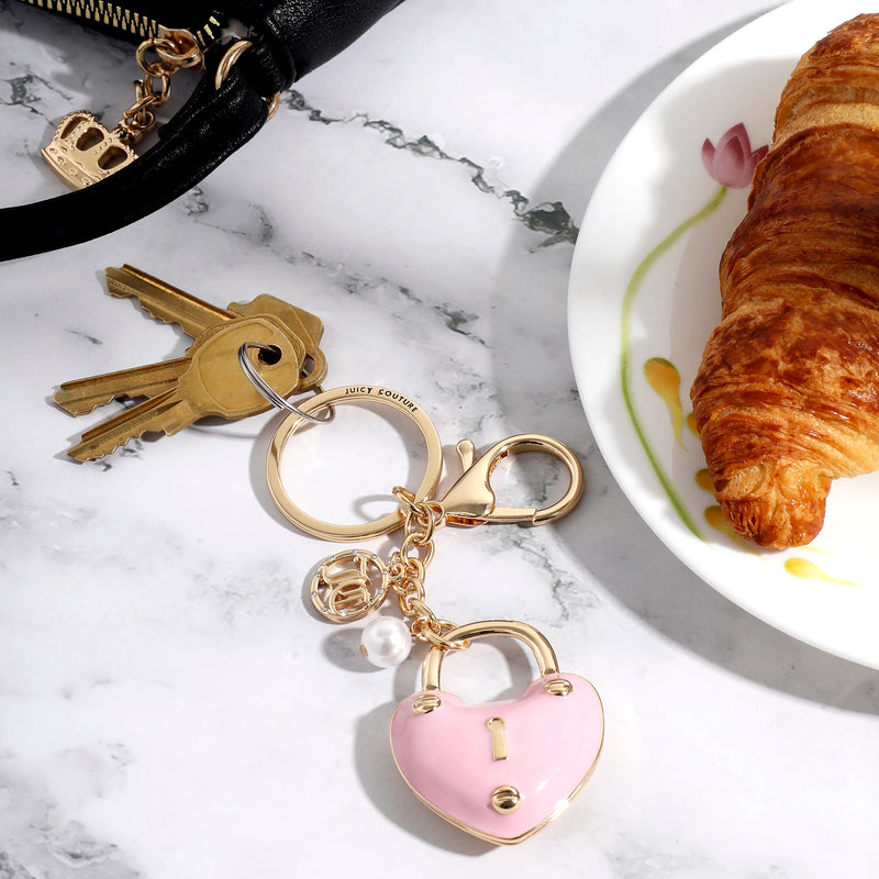 Pink Padlock Heart Keychain Bag Charm