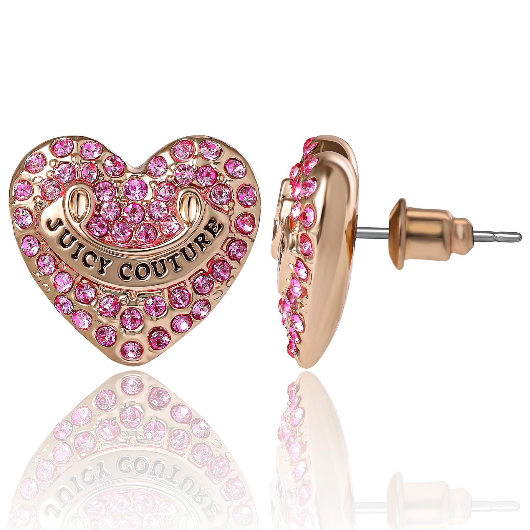 Heart Stud Earrings with Crystal Accents - Juicy Couture