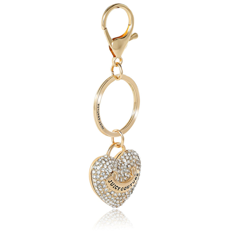 Gold-Tone Pave Heart Keychain Bag Charm & Earrings Set