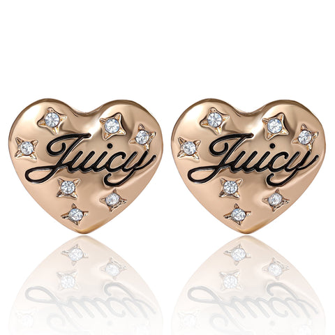 Juicy Crystal-Embellished Heart Stud Earrings