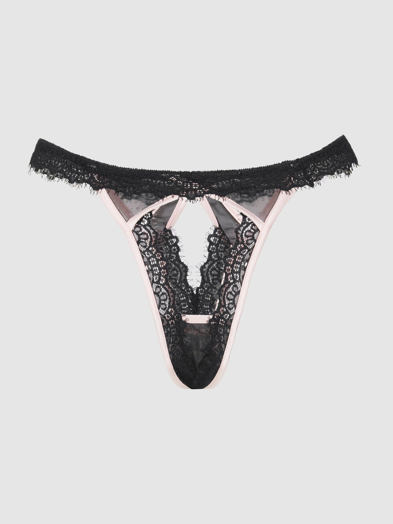Rosalind Satin & Lace Trim High-Waist Tanga