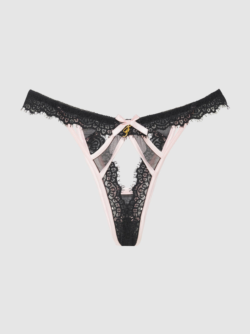 Rosalind Satin & Lace Trim High-Waist Tanga