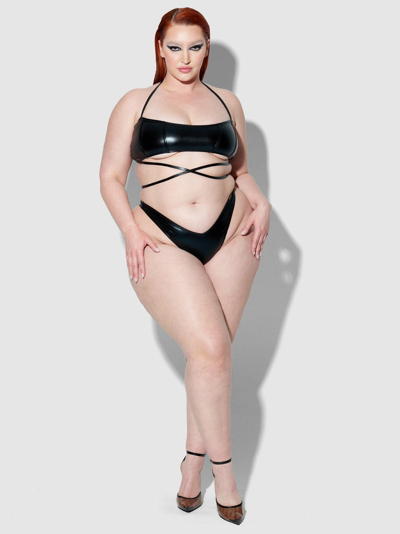 Onyx Corset Bandeau Swim Top - Fredricks of Hollywood