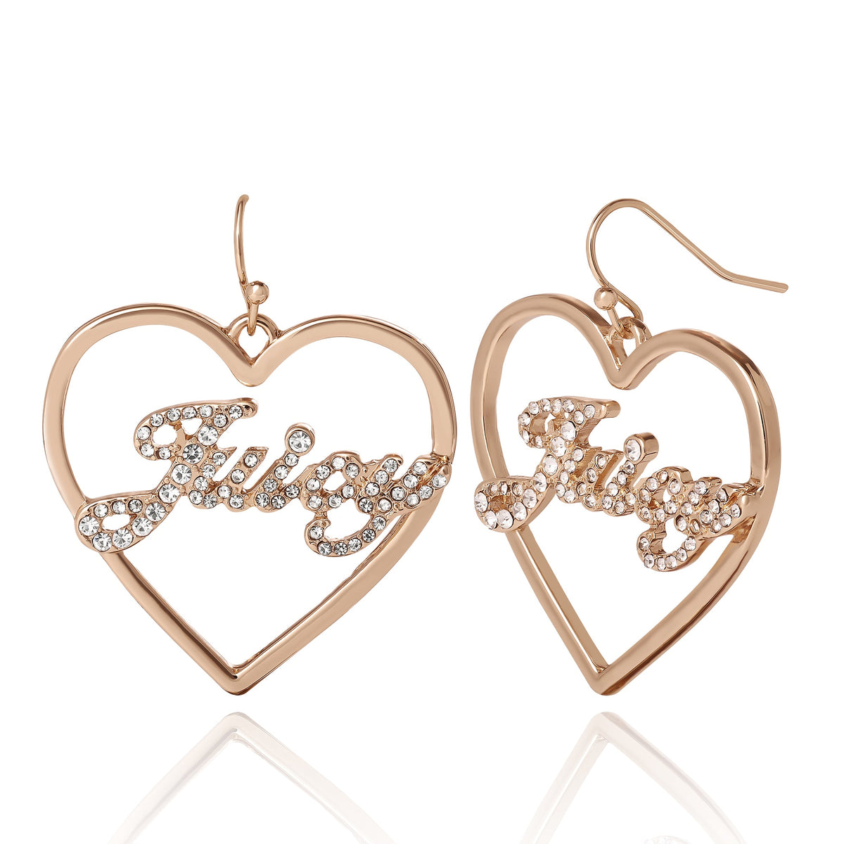 Juicy Script Crystal Heart Drop Earrings - Juicy Couture
