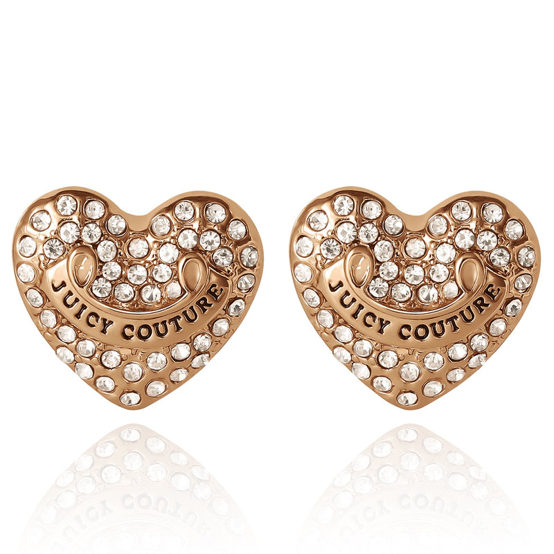Heart Stud Earrings with Crystal Accents - Juicy Couture