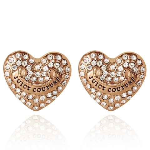 Heart Stud Earrings with Crystal Accents