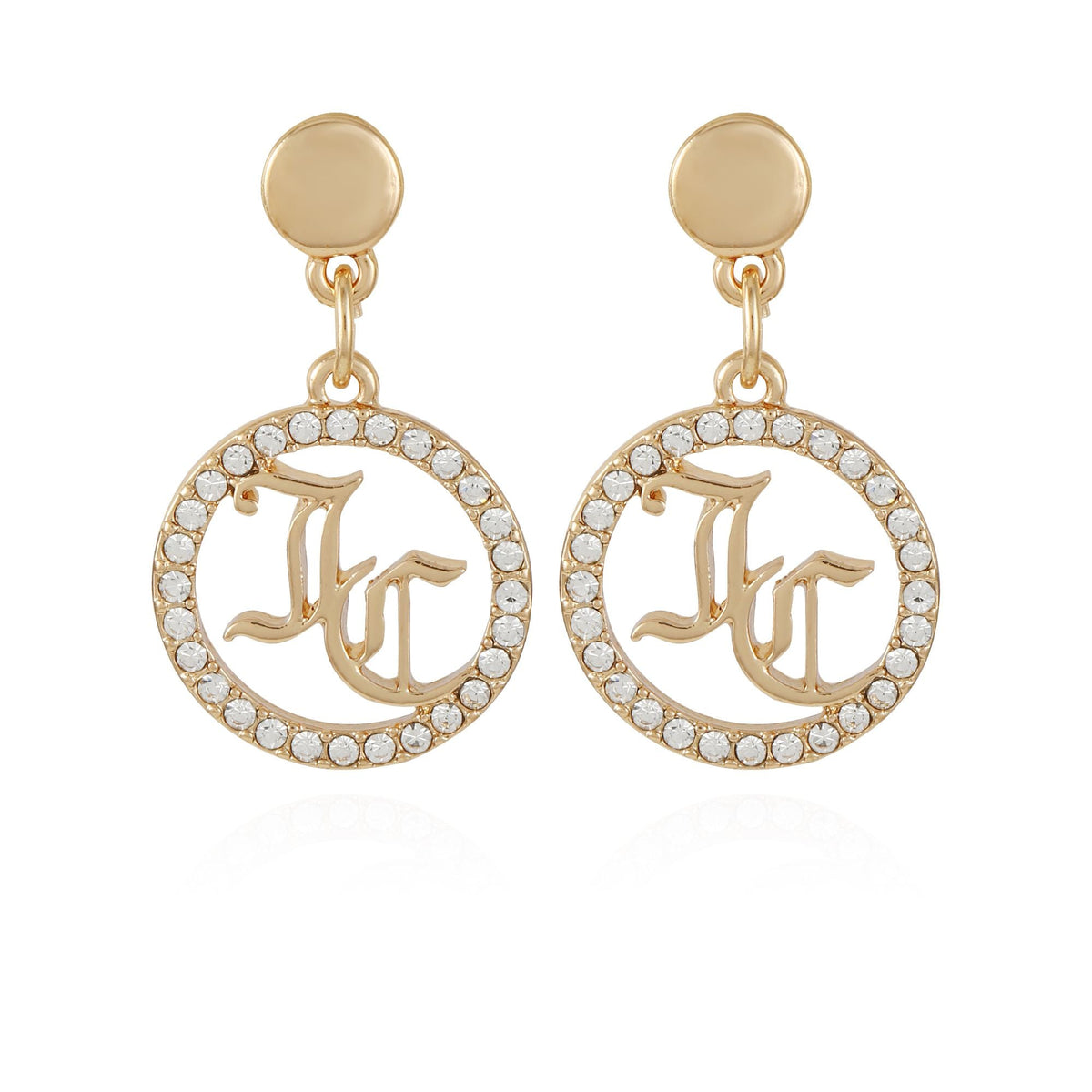 Monogram Diamond Cricle Drop Earrings