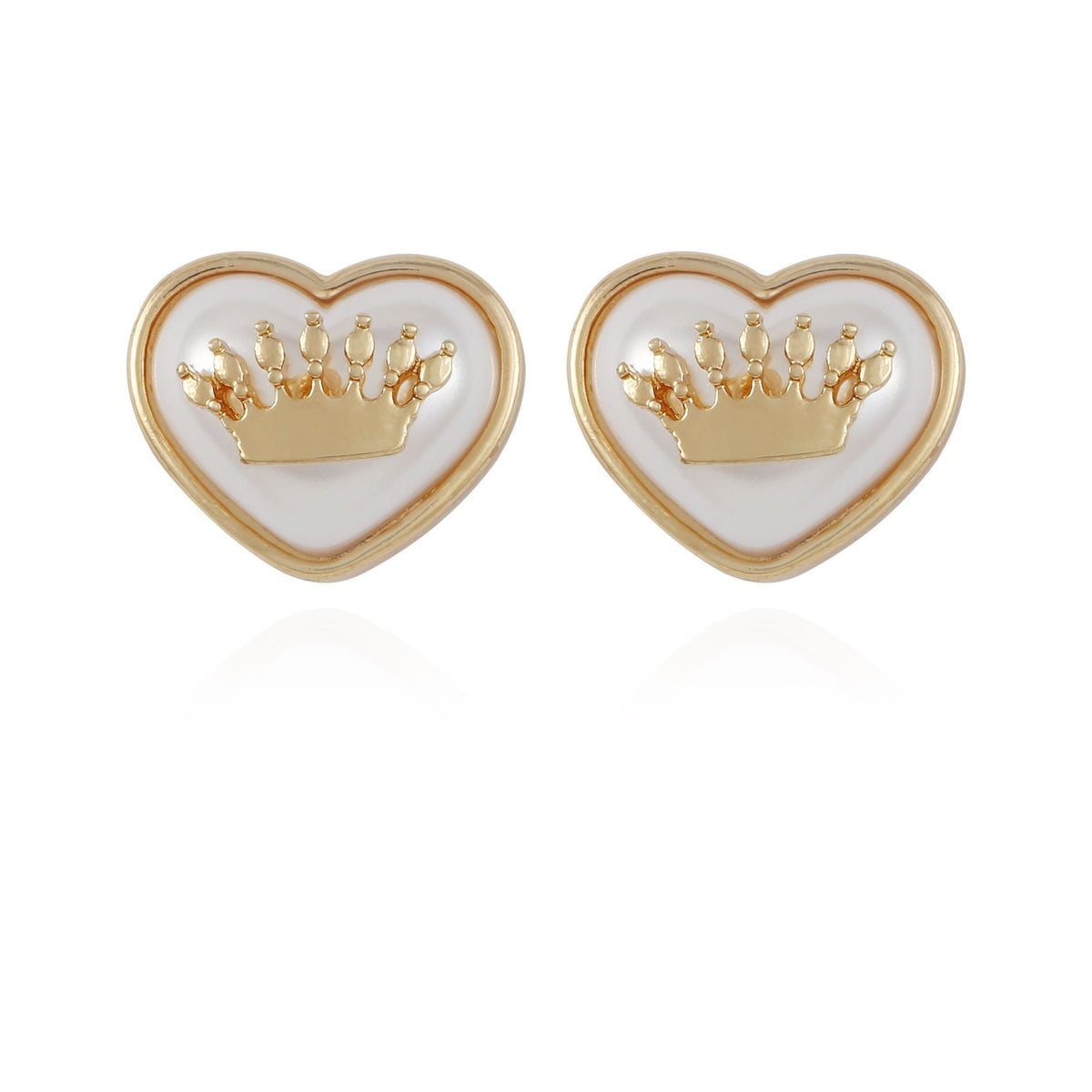 Crown in Heart Stud Earrings