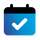 Icon of blue calendar with white check mark