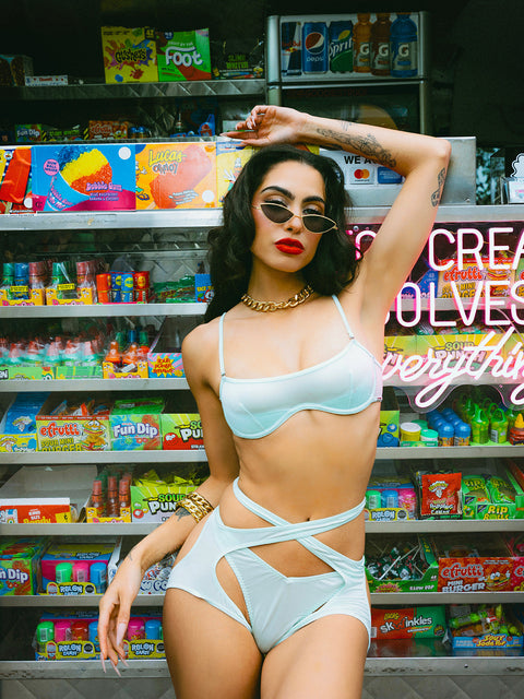 Neev Oil Slick Unlined Bandeau Bra - Frederick's of Hollywood