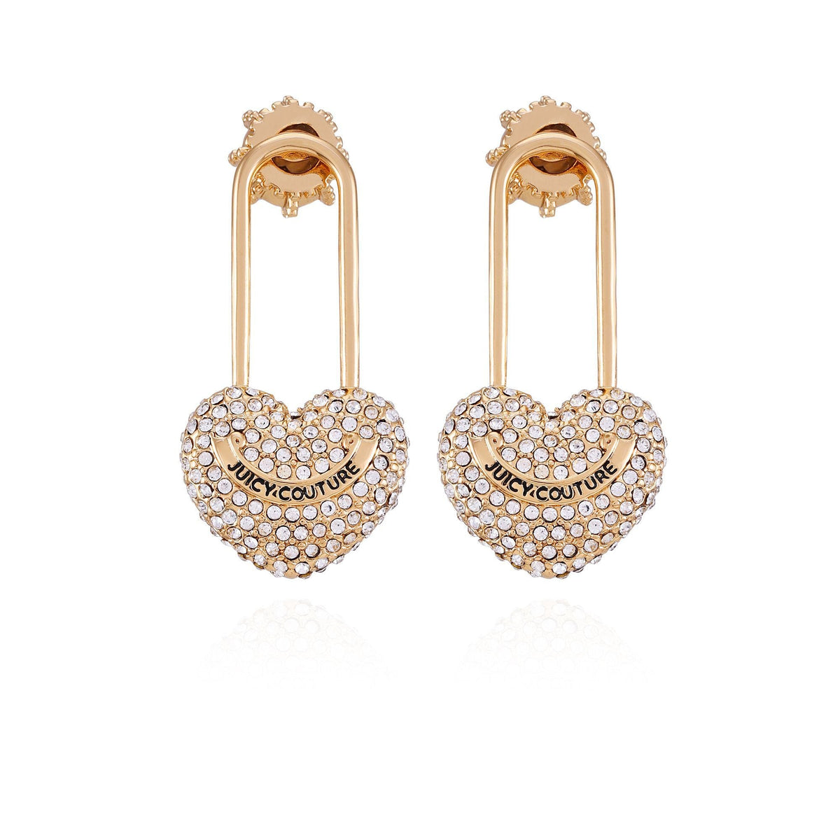 Pavé Heart Drop Hoop Earrings