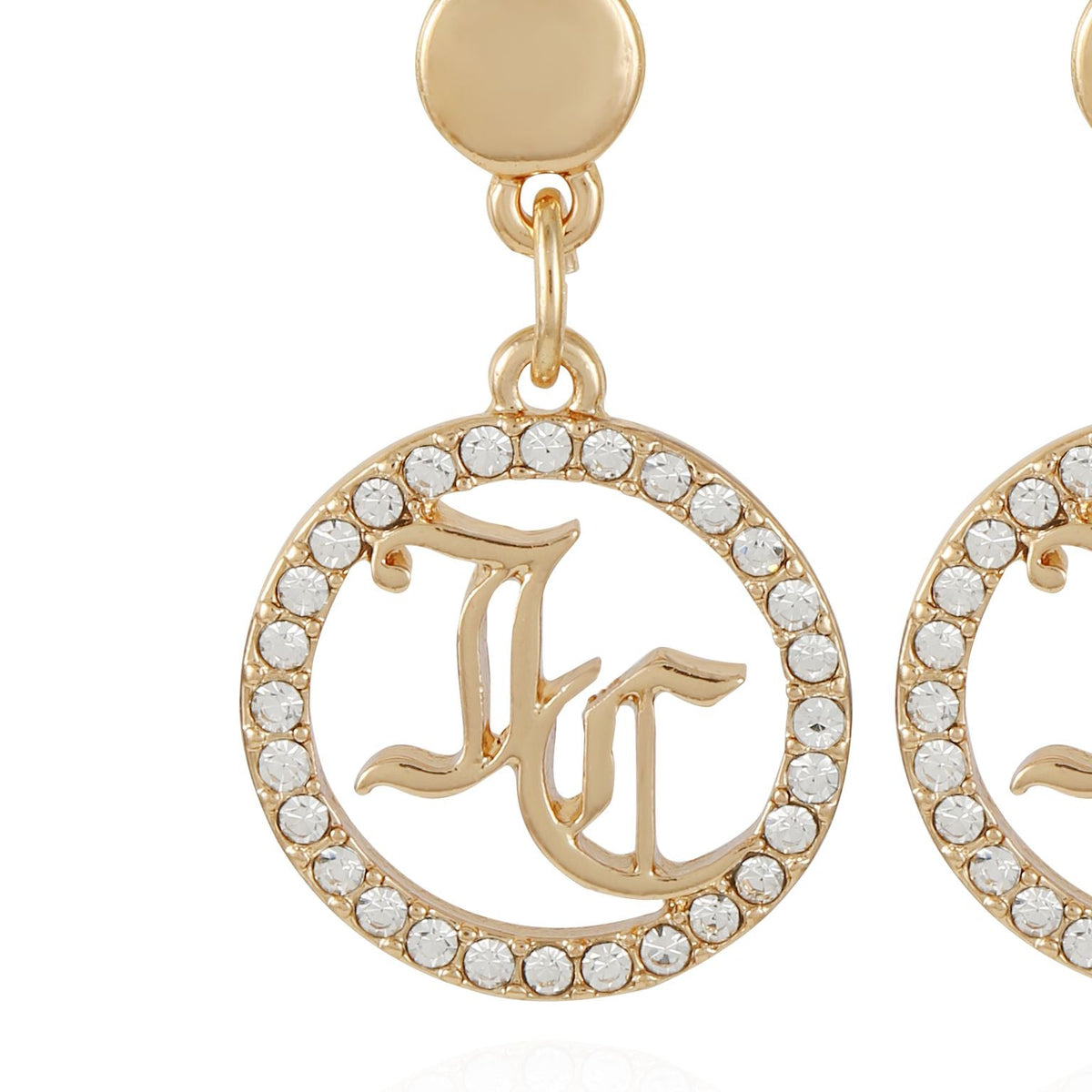 Monogram Diamond Cricle Drop Earrings