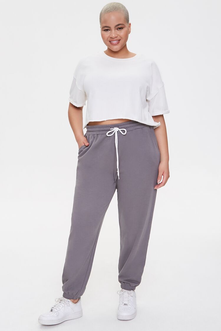 Forever 21 Plus Women's French Terry Joggers Grey