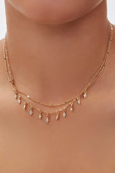 Forever 21 Women's Faux Gem Charm Chain Necklace Gold/Clear