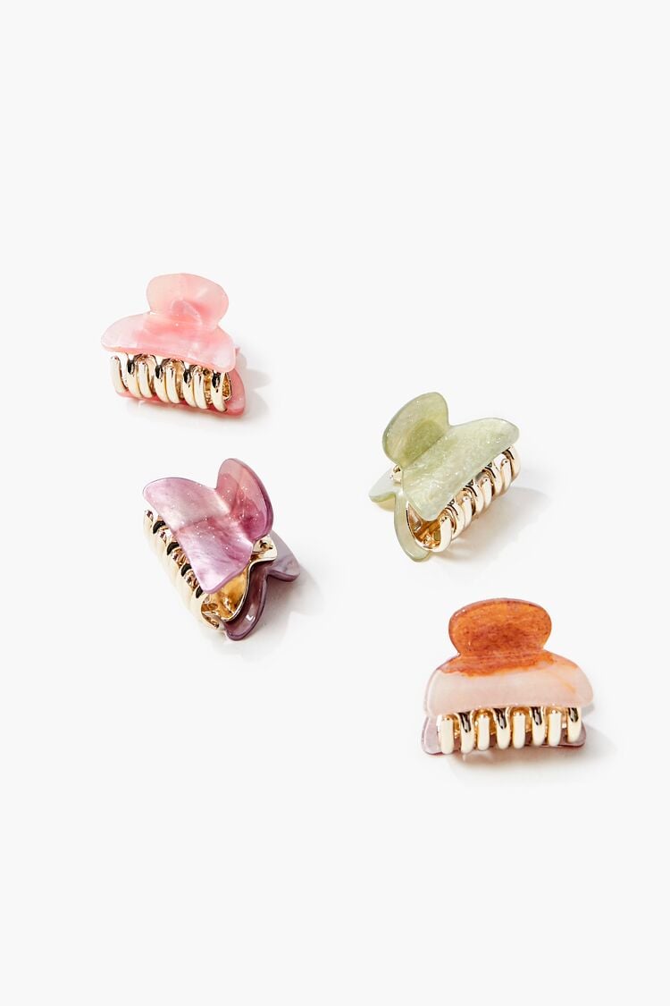 Forever 21 Women's Marble Acrylic Hair Clip Set Pink/Multi