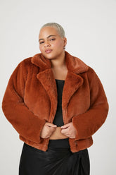 Forever 21 Plus Women's Faux Fur Coat Brown