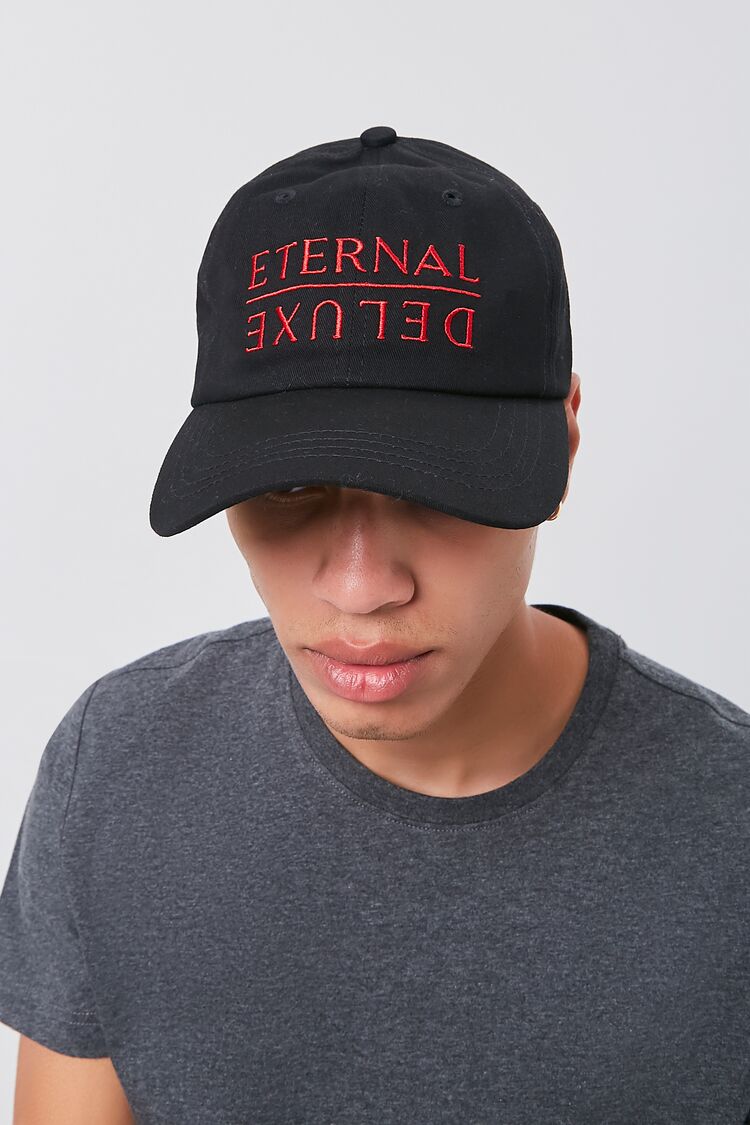Forever 21 Men's Embroidered Eternal Graphic Cap Black/Red