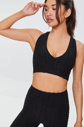 Forever 21 Women's Honeycomb Knit Sports Bra Black