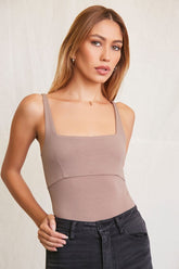 Forever 21 Women's Square-Cut Bodysuit Taupe