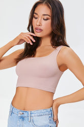 Forever 21 Women's Ribbed Seamless Bralette Taupe