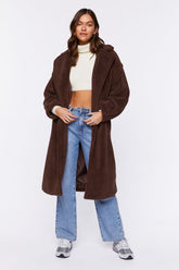 Forever 21 Women's Plush Drop-Sleeve Coat Brown