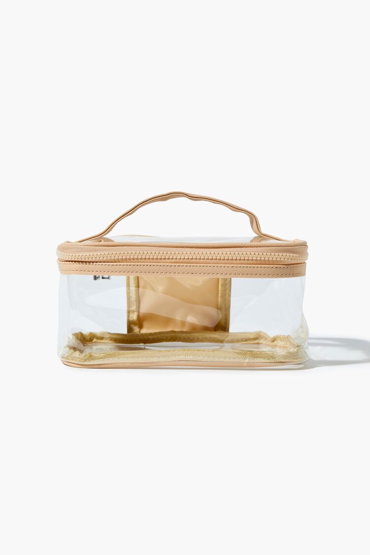 Forever 21 Women's Transparent Train Case Bag Clear/Nude
