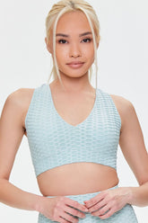 Forever 21 Women's Honeycomb Longline Sports Bra Mint