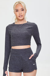 Forever 21 Women's Active Thumbhole Crop Top Black