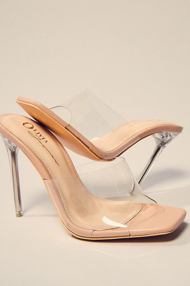 Forever 21 Women's Open-Toe Lucite Stiletto Heels Nude