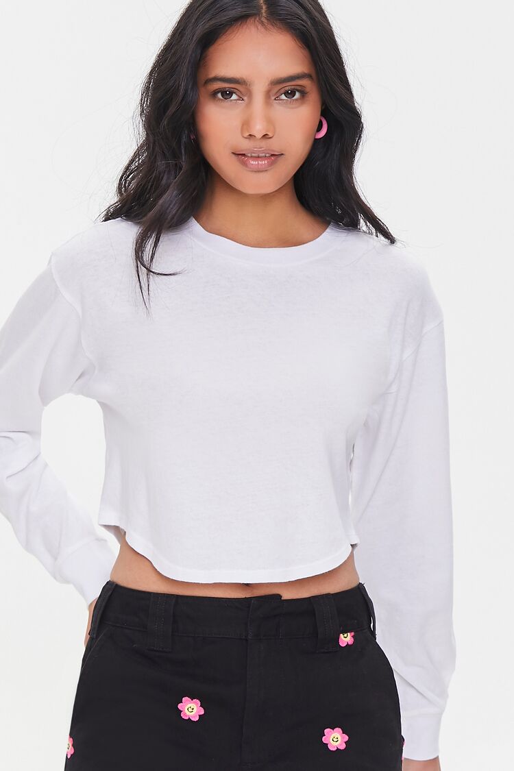 Forever 21 Women's Cropped Crew Top White