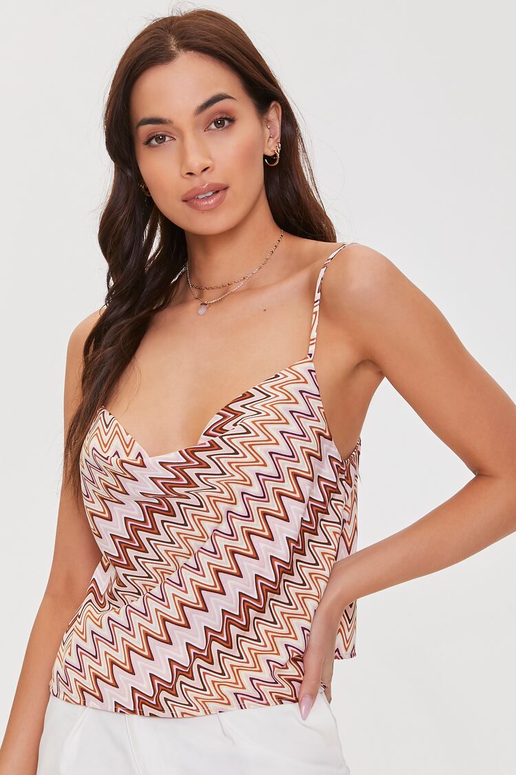 Forever 21 Women's Chevron Print Cami Orange/Multi