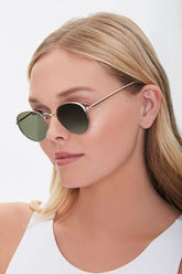 Forever 21 Women's Round Tinted Sunglasses Gold/Olive