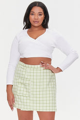 Forever 21 Plus Women's Plaid Mini Skort Avocado/Multi