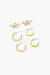 Forever 21 Women's Snake Drop & Hoop Earring Set Gold/Yellow