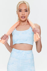 Forever 21 Women's Tie-Dye Sports Bra Light Blue/White