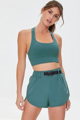 Forever 21 Women's Active Release-Buckle Shorts Teal