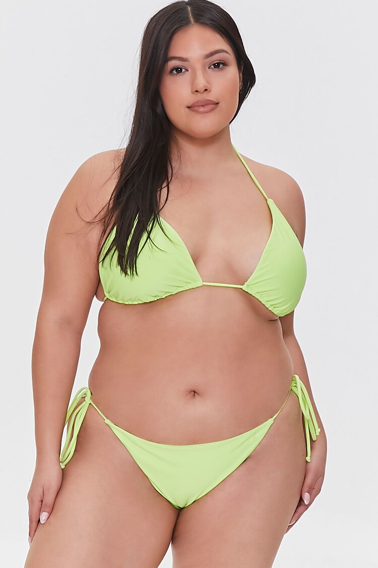 Forever 21 Plus Women's String Bikini Bottoms Lime