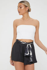 Forever 21 Women's Belted Satin Mini Skirt Black