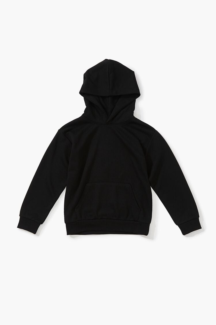 Forever 21 Kids Drop-Sleeve Hoodie Sweatshirt (Girls + Boys) Black