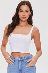 Forever 21 Women's Seamed Crop Top White