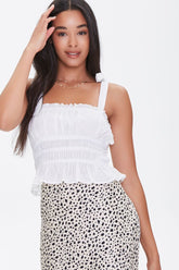 Forever 21 Women's Eyelet Tie-Strap Crop Top White