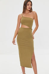 Forever 21 Women's One-Shoulder Cami Midi Dress Cigar