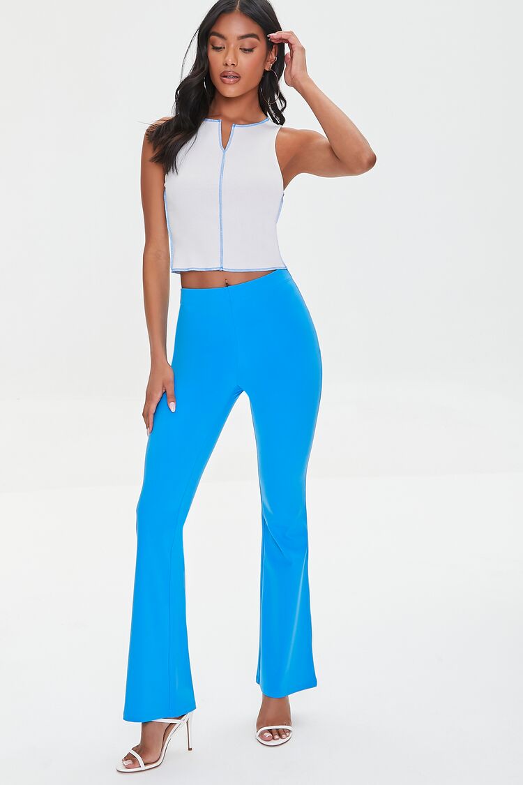 Forever 21 Women's Flare High-Rise Pants Peacock