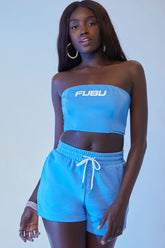 Forever 21 Women's FUBU Graphic Tube Top Blue/White