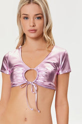 Forever 21 Women's Metallic Bikini Top Pink