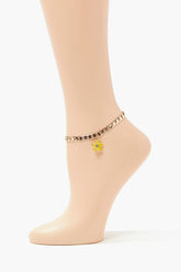 Forever 21 Women's Flower Charm Chain Anklet Gold/Yellow