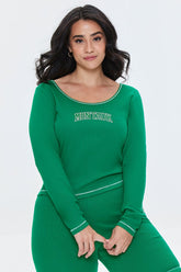 Forever 21 Plus Women's Montauk Graphic T-Shirt Green/White