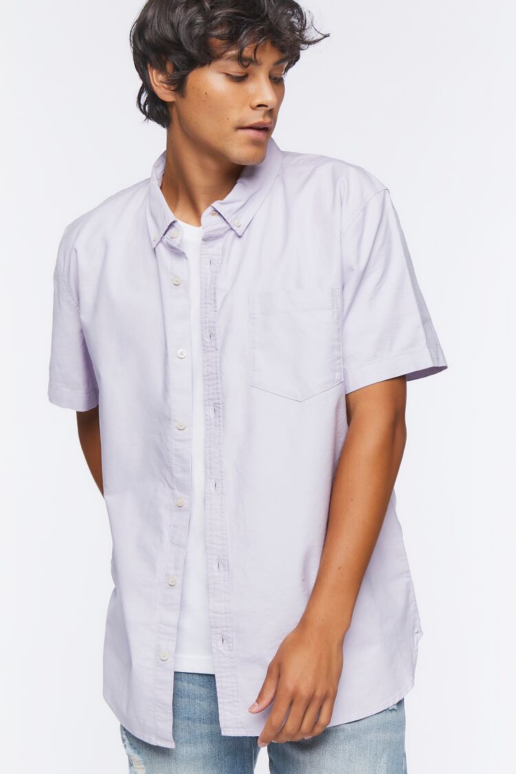 Forever 21 Men's Cotton Pocket Shirt Lavender